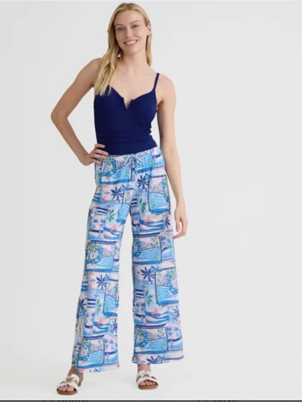 NWT Time and Tru Wide-Leg Printed Beach Pants